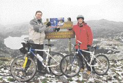 Drs. Arnold Rabin and Jeff Rodin of Etobicoke, ON, give their mountain bikes a break while traversing the Andes Mountains in Ecuador.