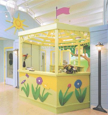 7. A gazebo is the focus of the reception area and hub of the office.