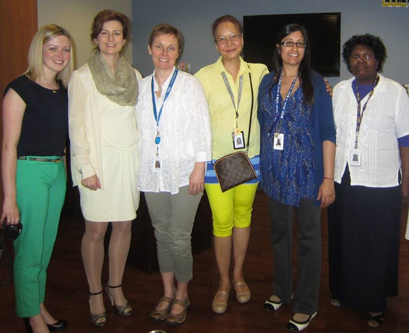 Dr. Archer (second to left), poses with staff and nurses at the Oral Hygiene Presentation.