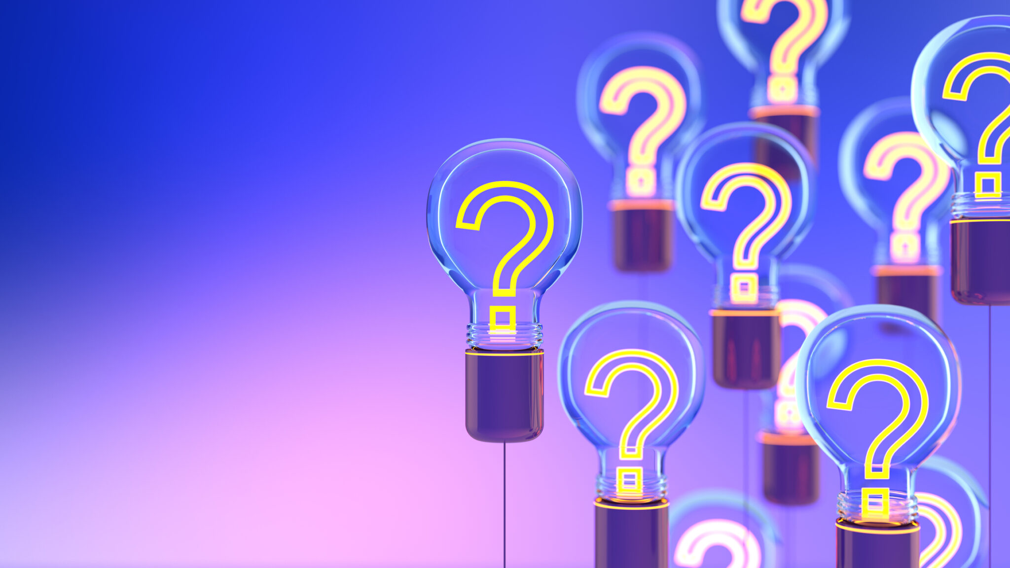 Innovation and new ideas lightbulb concept with Question Mark alternate text for this image