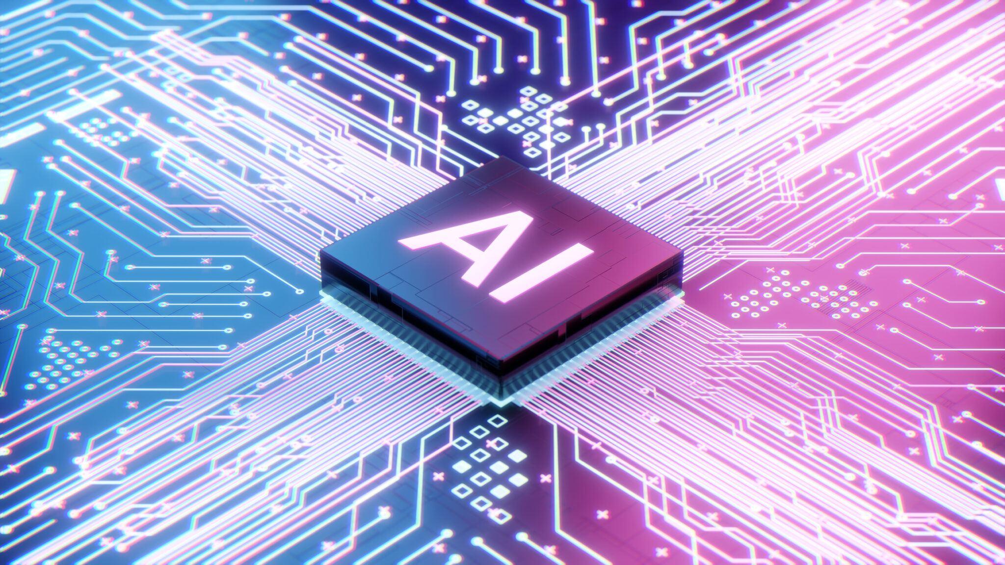 AI microprocessor on motherboard computer circuit alternate text for this image