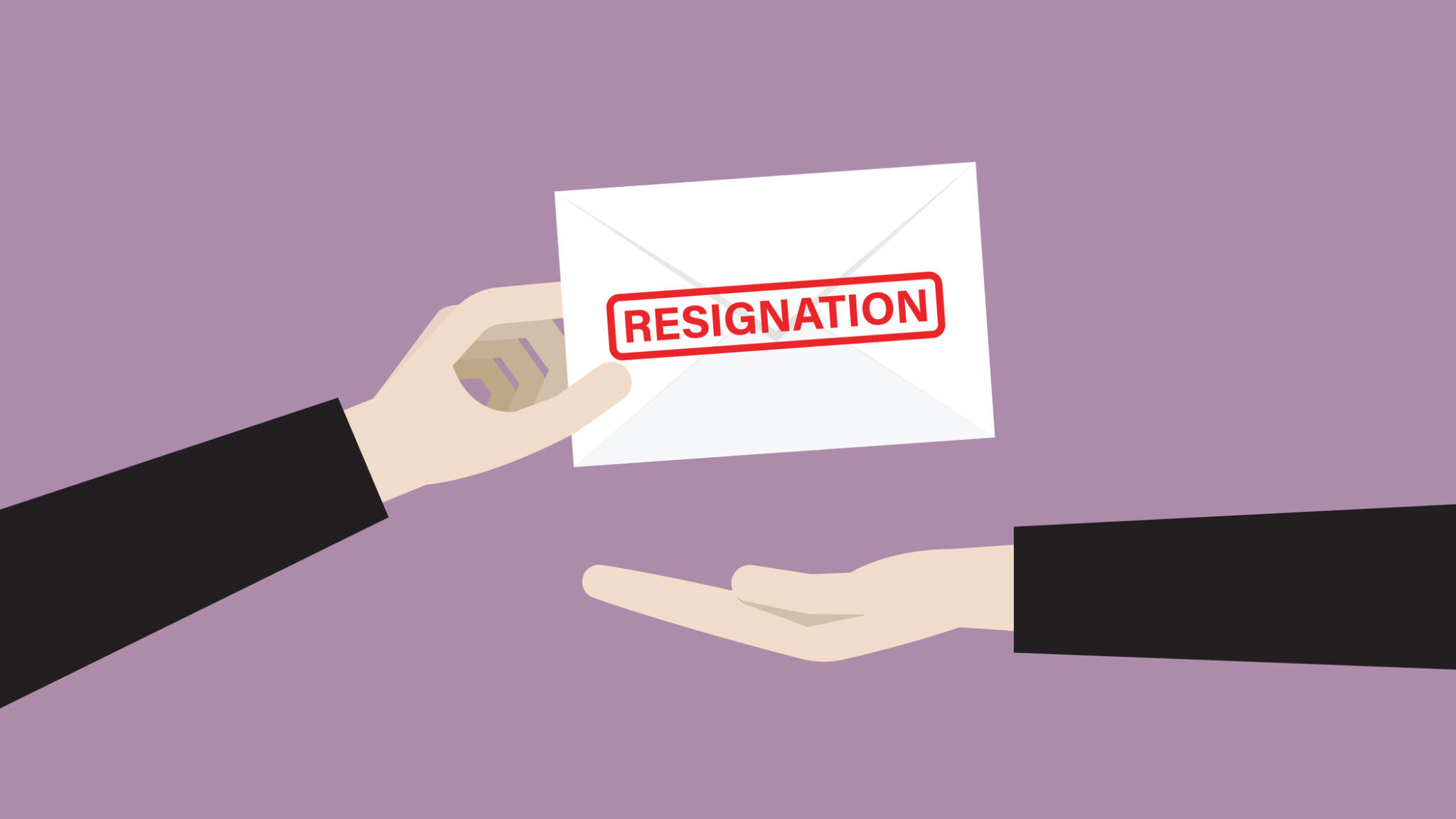 The employee is sending a resignation envelope to the manager alternate text for this image