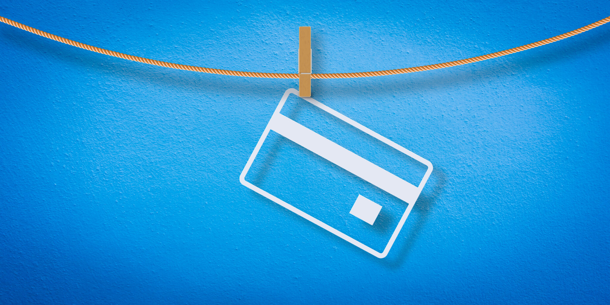 Credit card business icon on laundry string. alternate text for this image