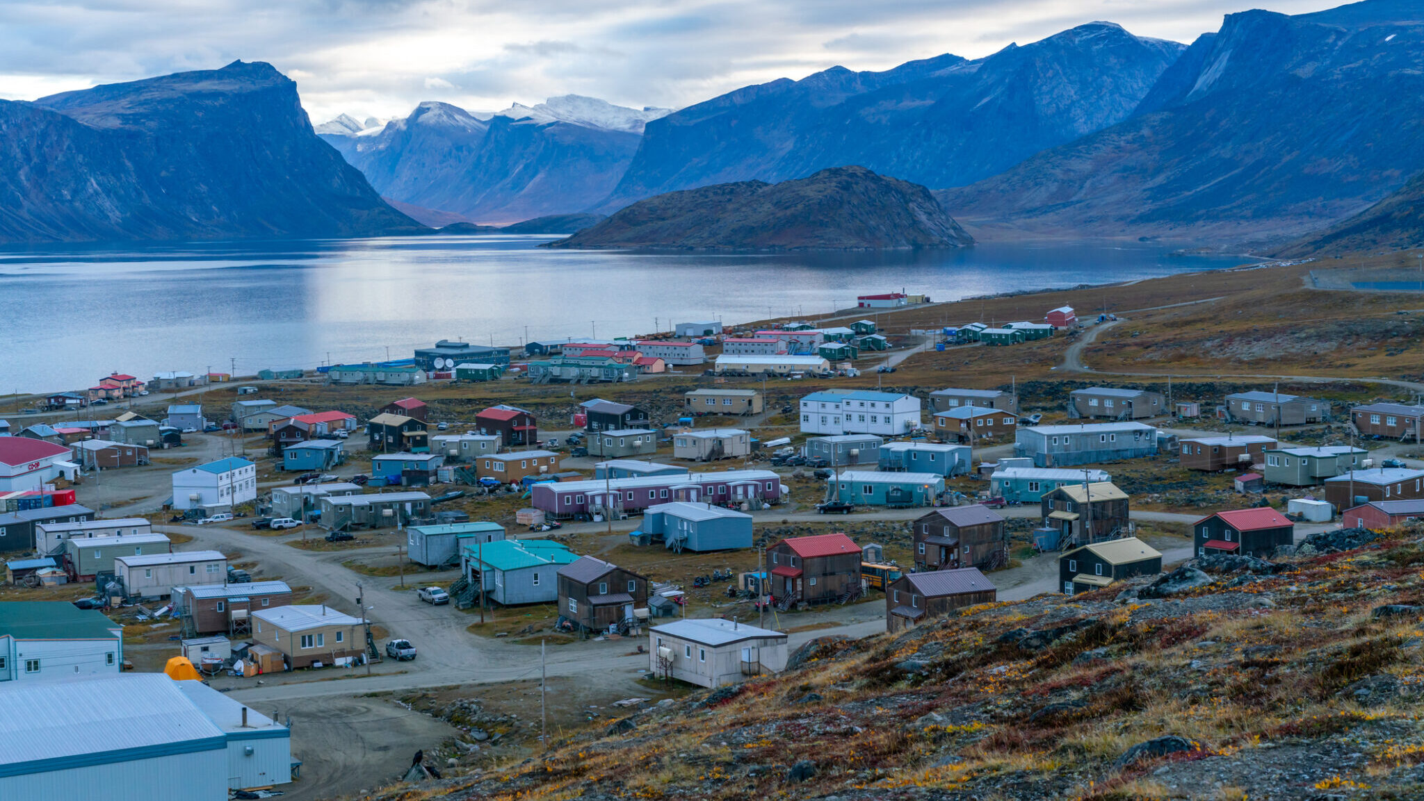 View of a remote Inuit community of Pangnirtung alternate text for this image
