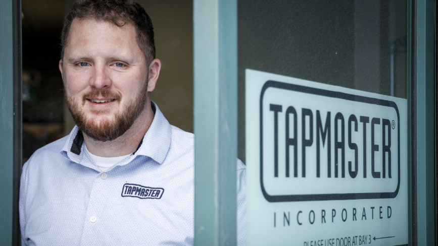 Tapmaster president Tyler Pubben, at his company's manufacturing facility in Calgary, Alta., Tuesday, Feb. 4, 2025. (The Canadian Press/Jeff McIntosh)