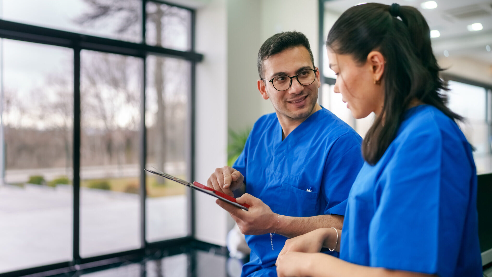 Simple day of healthcare workers in the clinic.